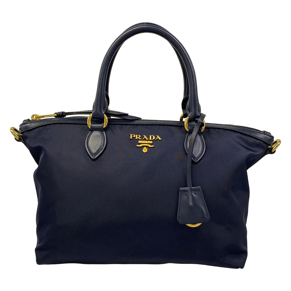 Prada Dark Navy Nylon Leather Handbag #335807P98B